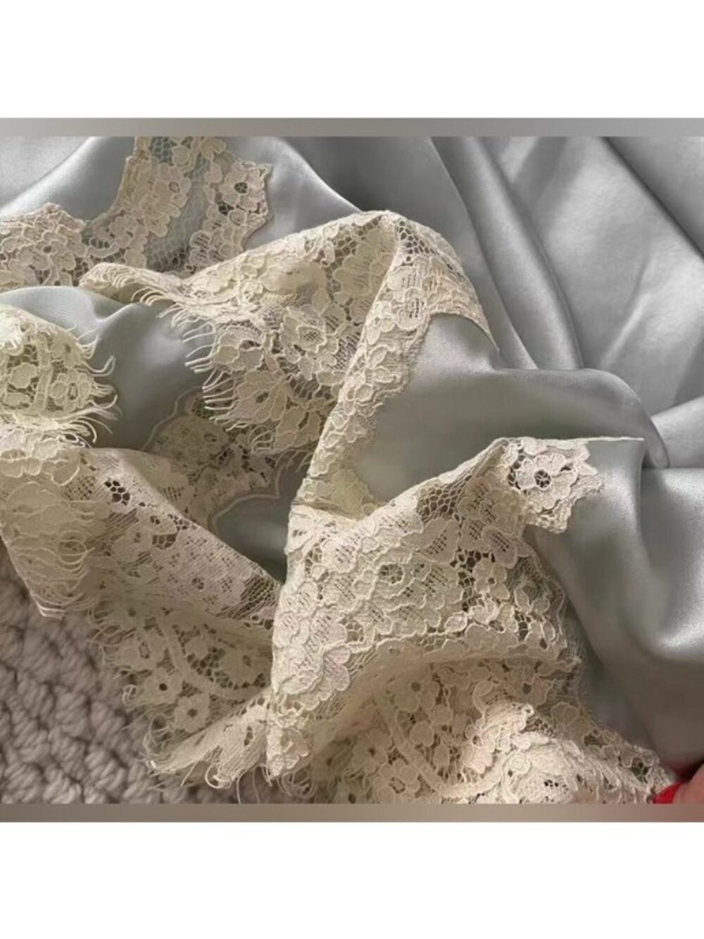 Doen Elowen Skirt Dusty Blue Silk Lace, S - Picture 9 of 14